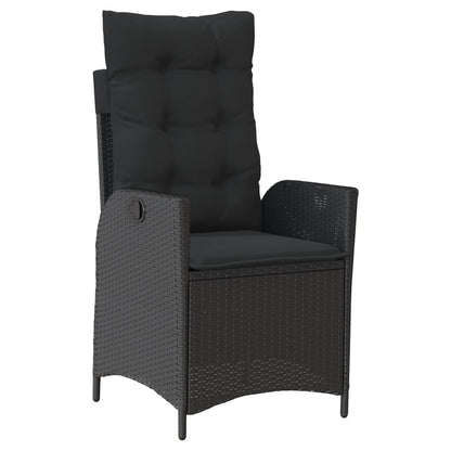 Set da Pranzo da Giardino 9 pz con Cuscini Nero in Polyrattan | homemem39