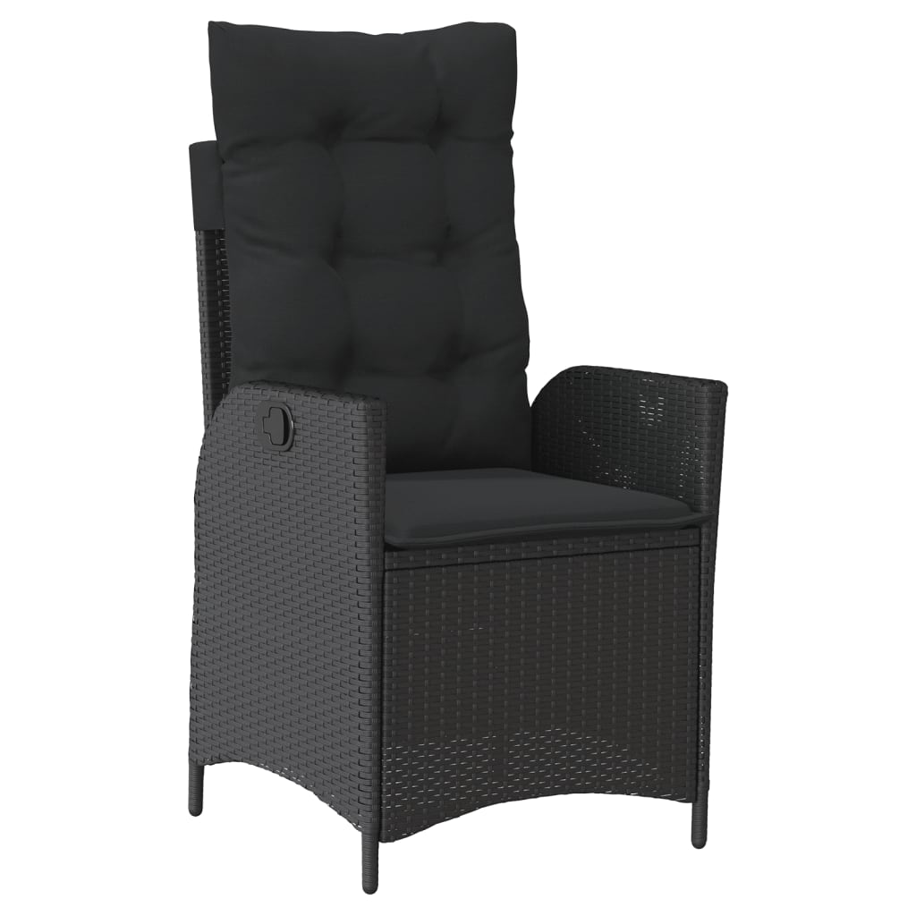 Set da Pranzo da Giardino 9 pz con Cuscini Nero in Polyrattan | homemem39