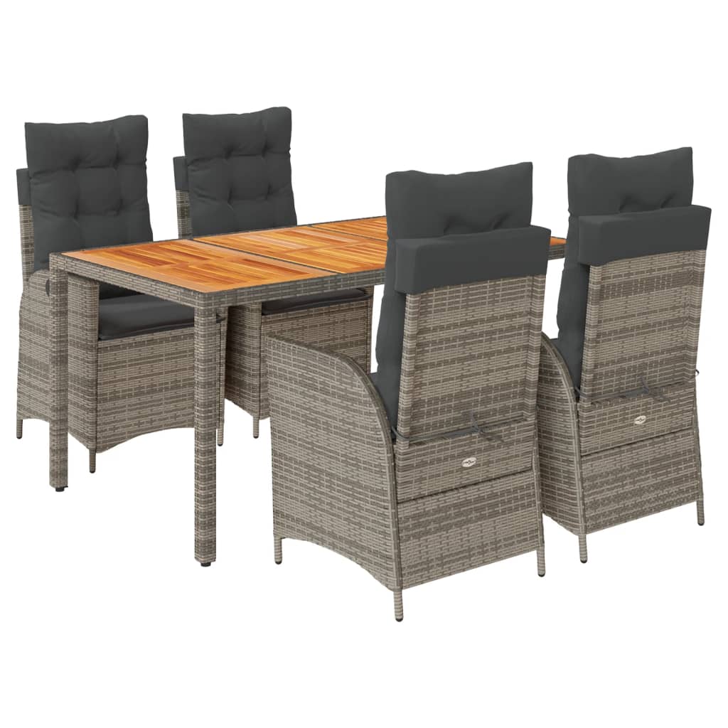 Set da Pranzo da Giardino 5 pz con Cuscini in Polyrattan Grigio - homemem39