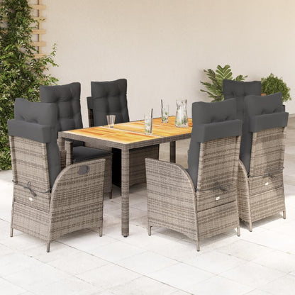 Set da Pranzo da Giardino 7 pz con Cuscini in Polyrattan Grigio - homemem39