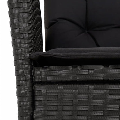 Set da Pranzo da Giardino 9 pz con Cuscini Nero in Polyrattan - homemem39