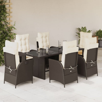 Set da Pranzo da Giardino 7pz con Cuscini in Marrone