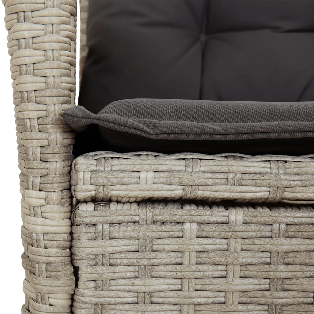 Set Pranzo da Giardino 9pz con Cuscini Grigio Chiaro Polyrattan | homemem39
