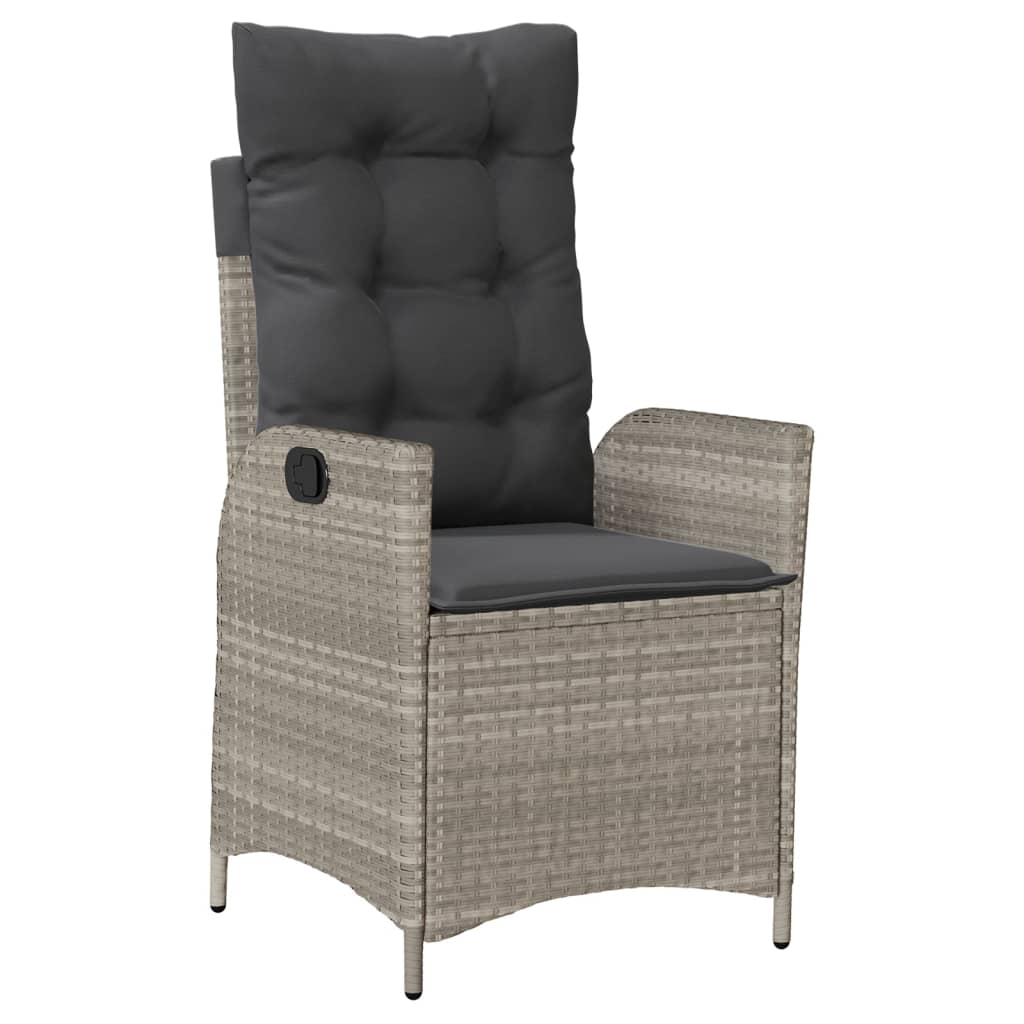 Set Pranzo da Giardino 9pz con Cuscini Grigio Chiaro Polyrattan | homemem39