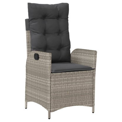 Set Pranzo da Giardino 9pz con Cuscini Grigio Chiaro Polyrattan | homemem39
