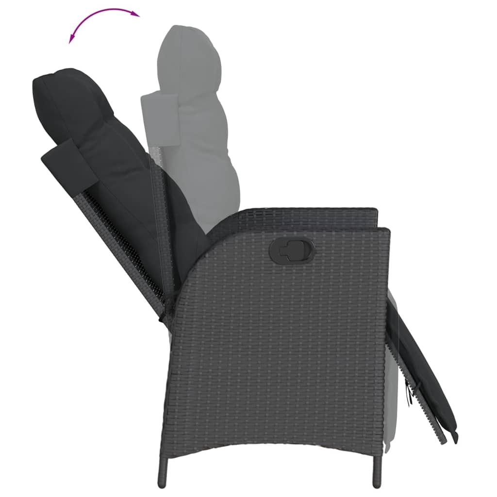 Set da Pranzo da Giardino 9 pz con Cuscini Nero in Polyrattan - homemem39