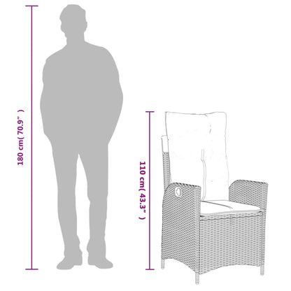 Set da Pranzo da Giardino 7 pz con Cuscini in Polyrattan Grigio | homemem39