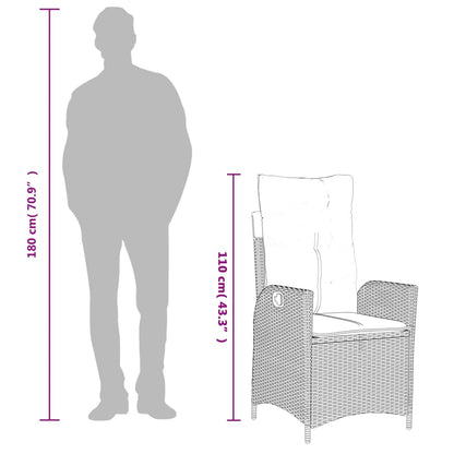 Set da Pranzo da Giardino 9 pz con Cuscini in Polyrattan Grigio | homemem39