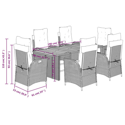Set Pranzo da Giardino 7 pz con Cuscini Beige Misto Polyrattan | homemem39