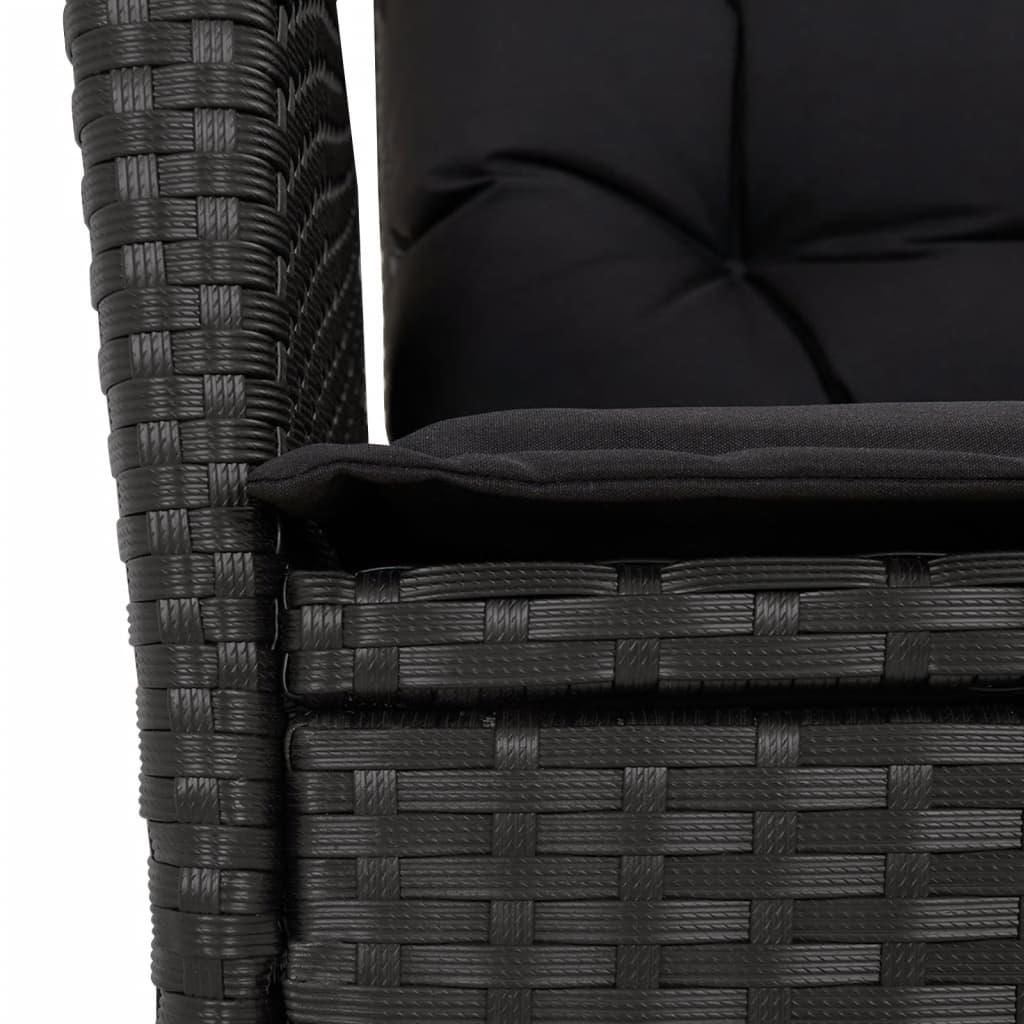 Set da Pranzo da Giardino 5 pz Nero con Cuscini in Polyrattan - homemem39