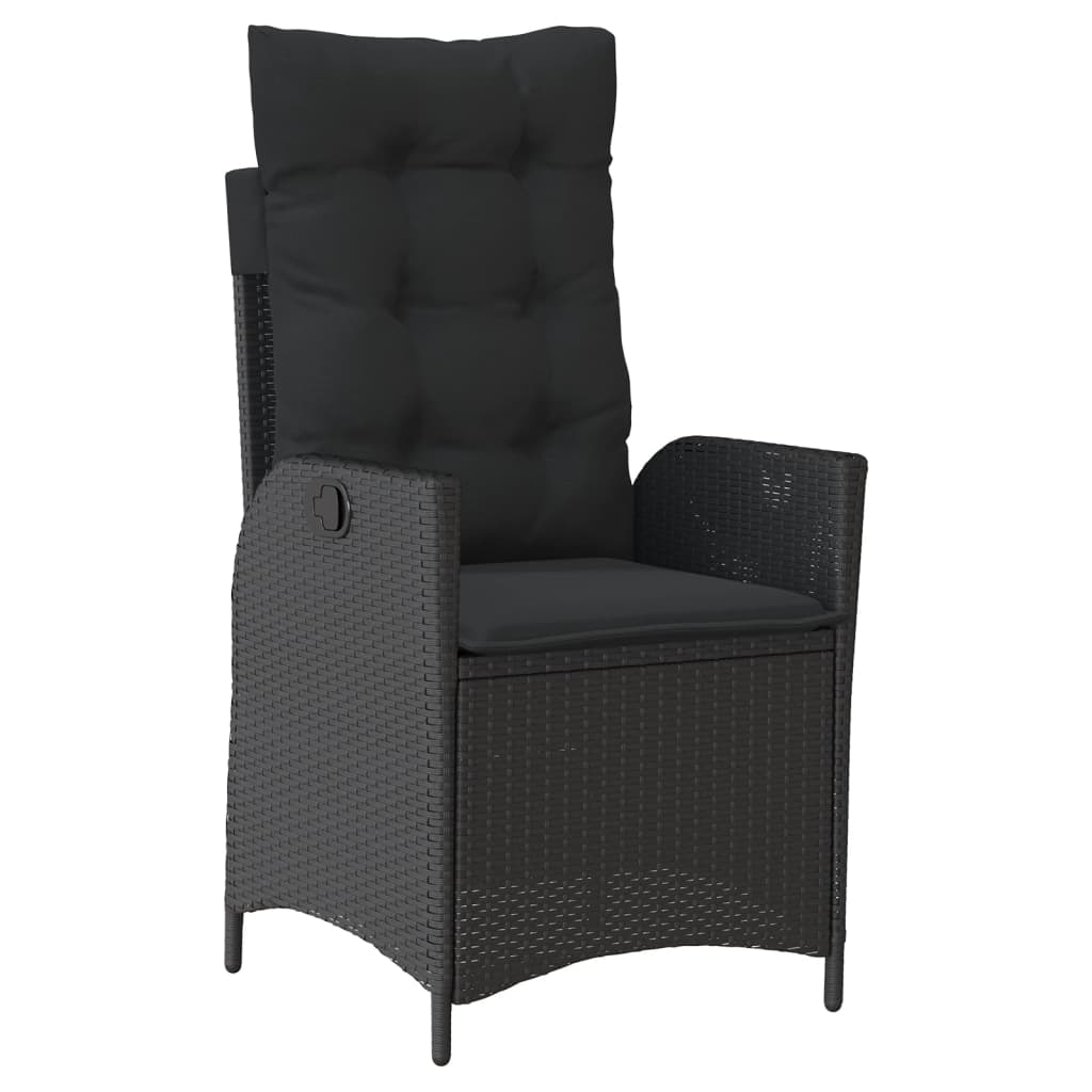 Set da Pranzo da Giardino 7 pz Nero con Cuscini in Polyrattan | homemem39