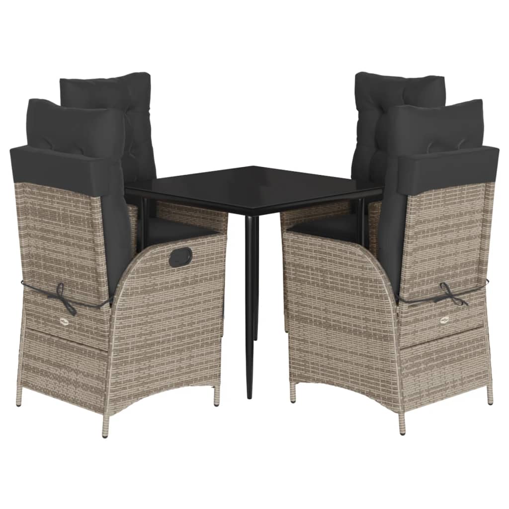 Set da Pranzo da Giardino 5 pz con Cuscini in Polyrattan Grigio - homemem39
