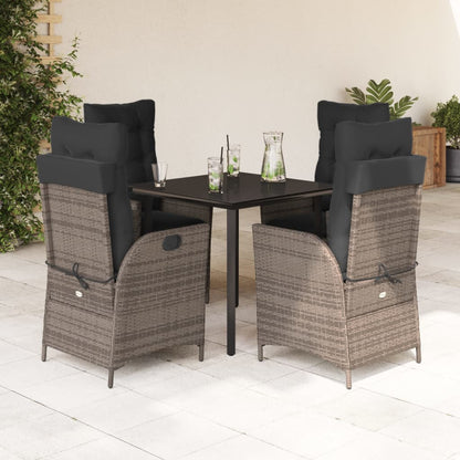 Set da Pranzo da Giardino 5 pz con Cuscini in Polyrattan Grigio - homemem39