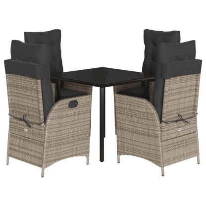 Set da Pranzo da Giardino 5 pz con Cuscini in Polyrattan Grigio - homemem39