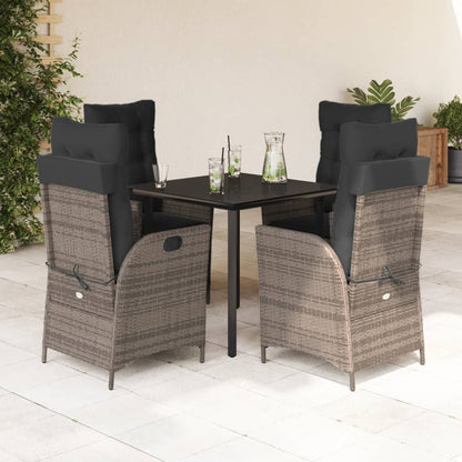 Set da Pranzo da Giardino 5 pz con Cuscini in Polyrattan Grigio - homemem39
