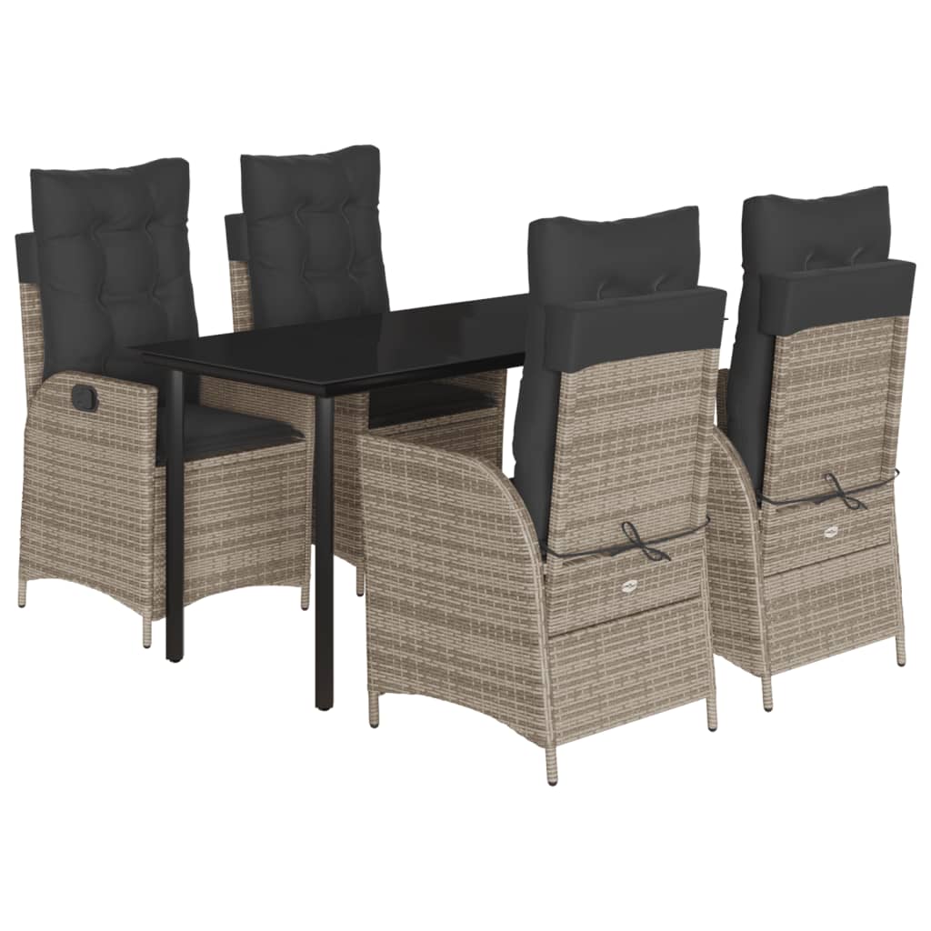 Set da Pranzo da Giardino 5 pz con Cuscini in Polyrattan Grigio - homemem39