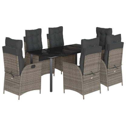 Set da Pranzo da Giardino 7 pz con Cuscini in Polyrattan Grigio - homemem39