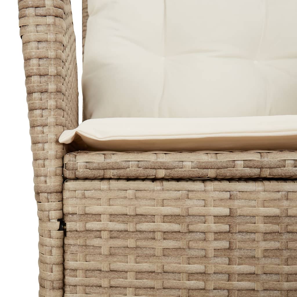 Set da Pranzo da Giardino 7 pz con Cuscini Beige in Polyrattan - homemem39