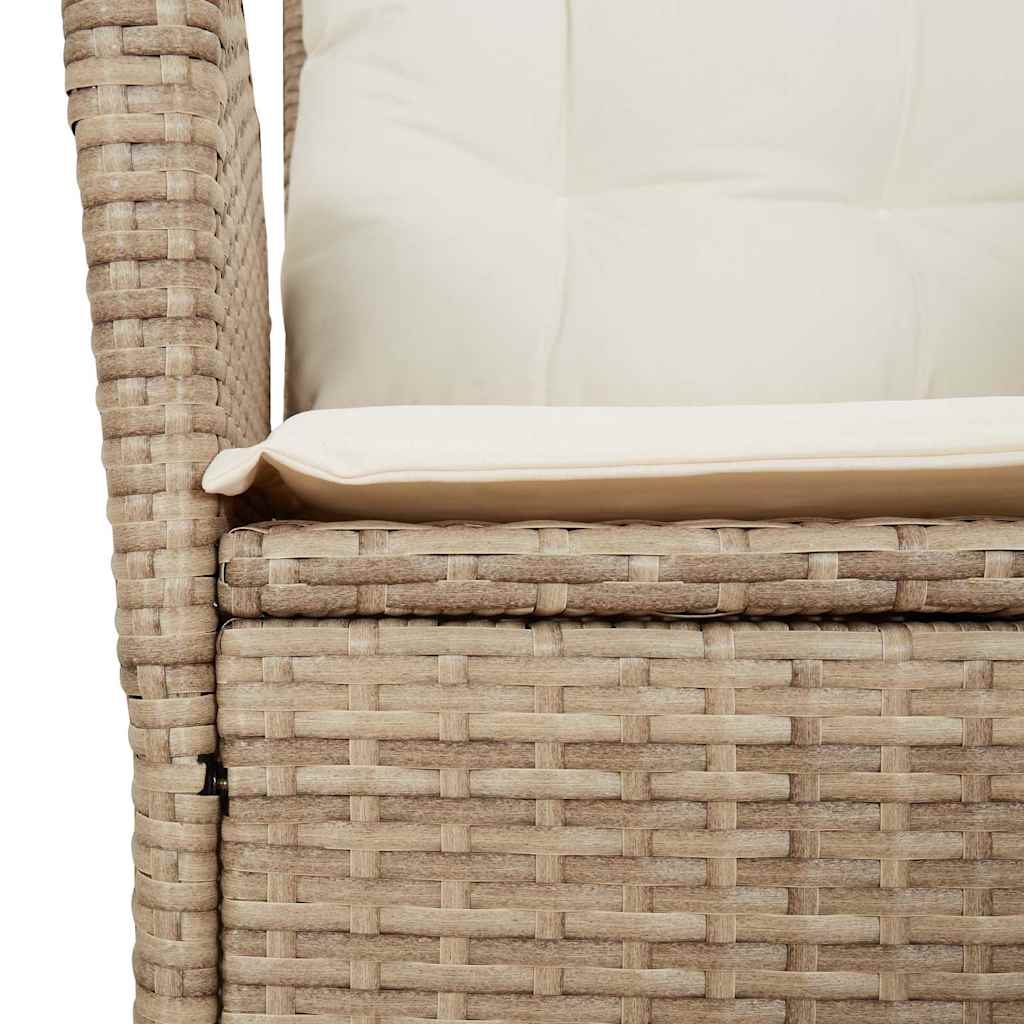 Set da Pranzo da Giardino 9 pz con Cuscini Beige in Polyrattan - homemem39