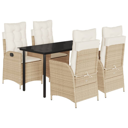 Set da Pranzo da Giardino 5 pz con Cuscini Beige in Polyrattan - homemem39