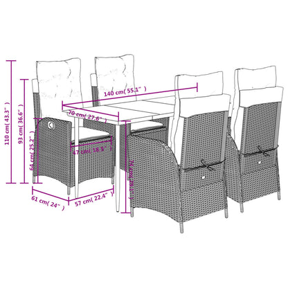 Set da Pranzo da Giardino 5 pz con Cuscini Beige in Polyrattan | homemem39