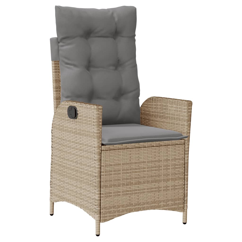 Set da Pranzo da Giardino 7 pz con Cuscini Beige in Polyrattan