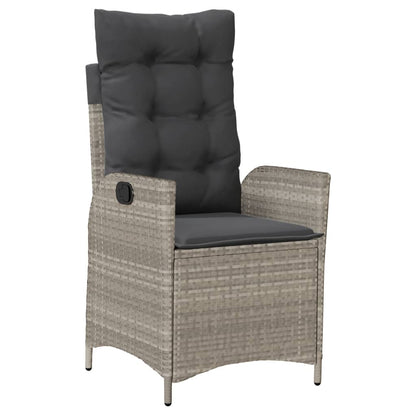 Set da Pranzo da Giardino 7 pz Cuscini Polyrattan Grigio Chiaro - homemem39