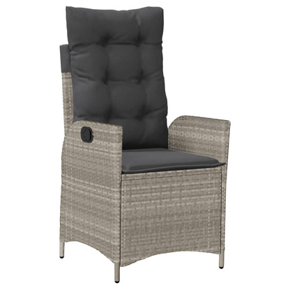 Set da Pranzo da Giardino 7 pz Cuscini Polyrattan Grigio Chiaro - homemem39