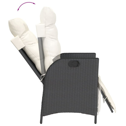 Set da Pranzo da Giardino 3 pz con Cuscini Nero in Polyrattan | homemem39