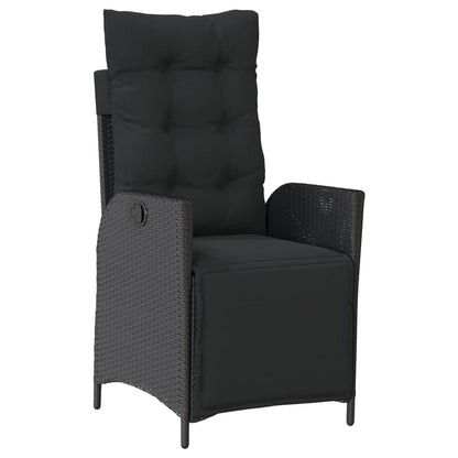 Set da Pranzo da Giardino 3 pz con Cuscini Nero in Polyrattan | homemem39