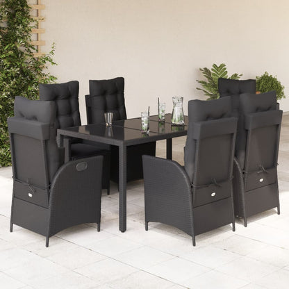 Set da Pranzo da Giardino 7 pz Nero con Cuscini in Polyrattan | homemem39