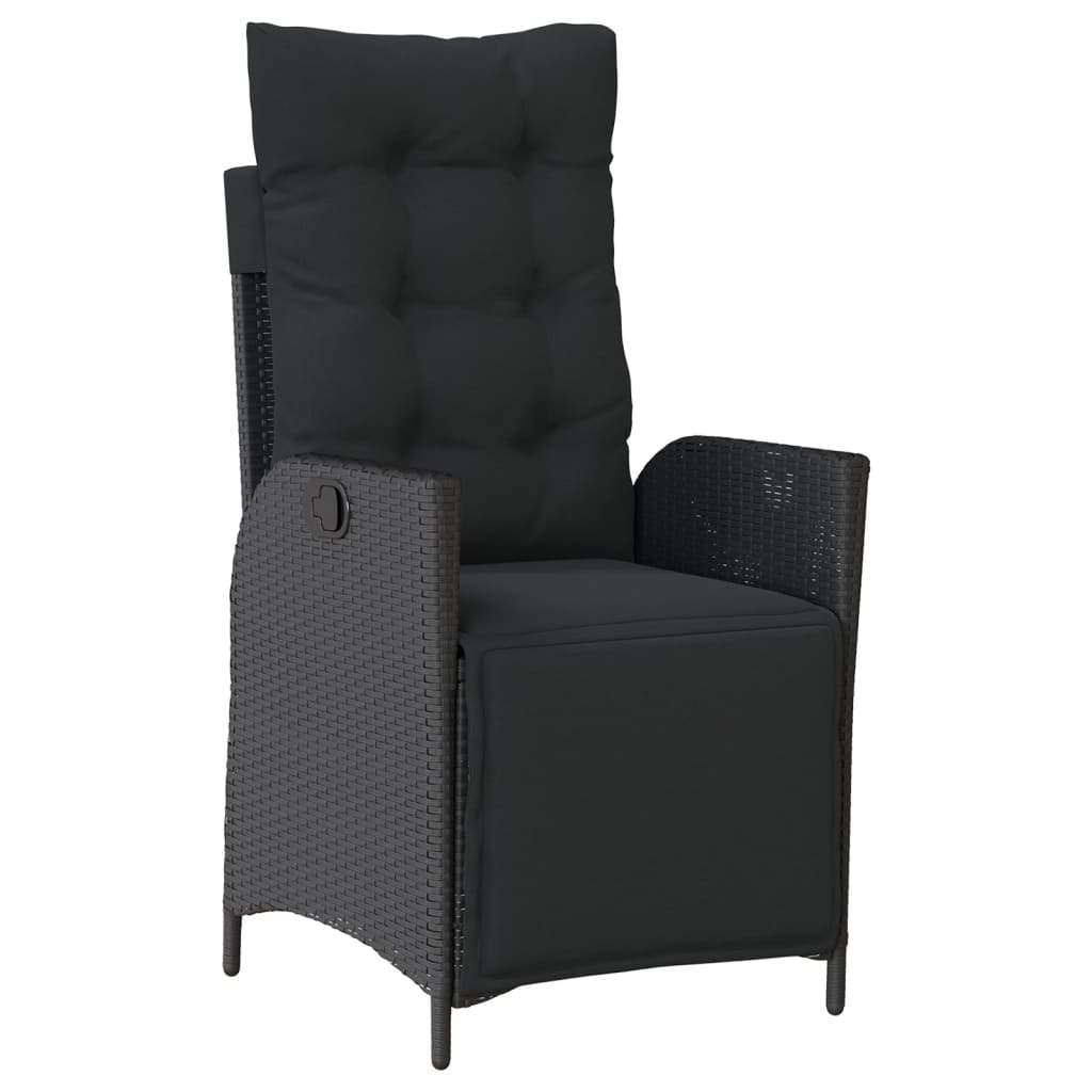 Set da Pranzo da Giardino 7 pz Nero con Cuscini in Polyrattan | homemem39