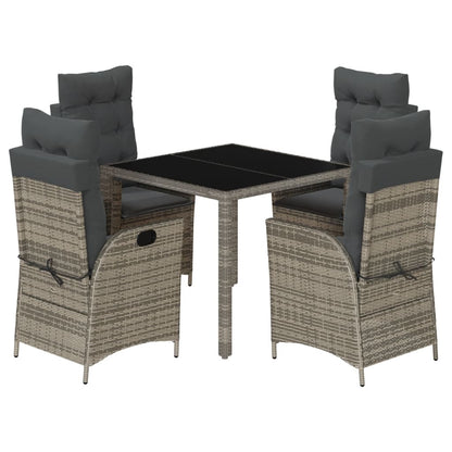 Set da Pranzo da Giardino 5 pz con Cuscini in Polyrattan Grigio - homemem39