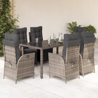 Set da Pranzo da Giardino 7 pz con Cuscini in Polyrattan Grigio - homemem39