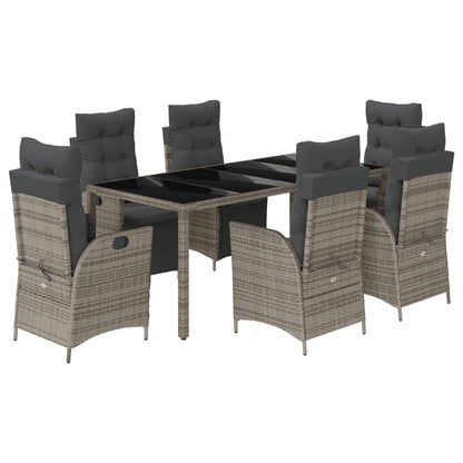 Set da Pranzo da Giardino 7 pz con Cuscini in Polyrattan Grigio | homemem39