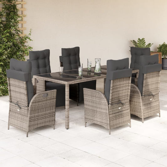 Set da Pranzo da Giardino 9 pz con Cuscini in Polyrattan Grigio - homemem39