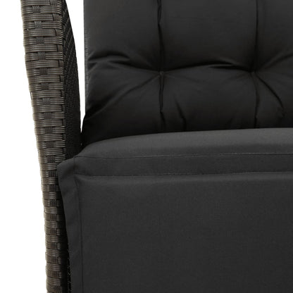 Set da Pranzo da Giardino 3 pz con Cuscini Nero in Polyrattan | homemem39