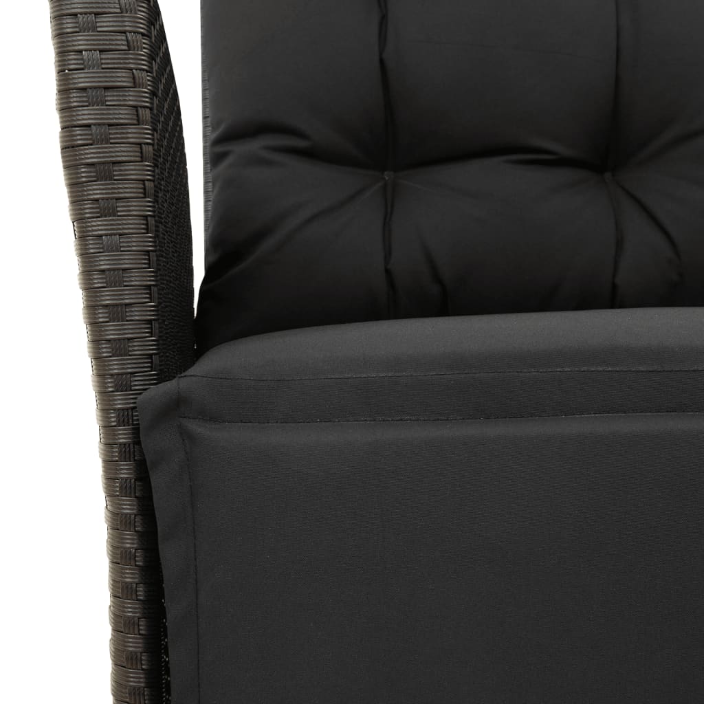 Set da Pranzo da Giardino 5 pz Nero con Cuscini in Polyrattan | homemem39