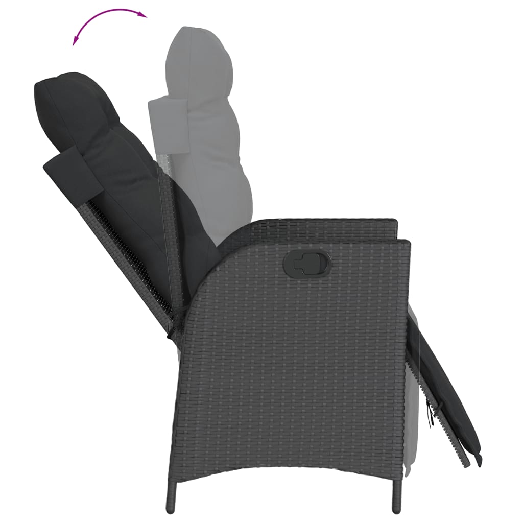 Set da Pranzo da Giardino 5 pz Nero con Cuscini in Polyrattan | homemem39