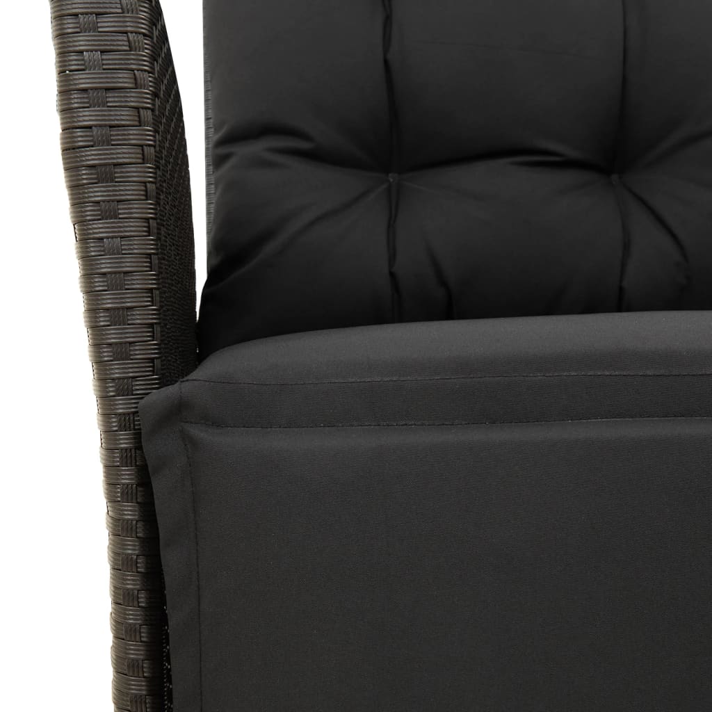 Set da Pranzo da Giardino 7 pz Nero con Cuscini in Polyrattan | homemem39