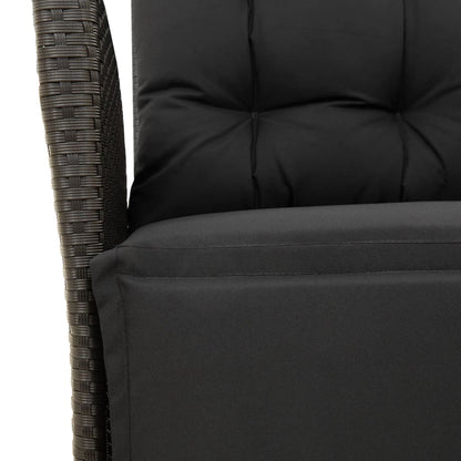 Set da Pranzo da Giardino 7 pz Nero con Cuscini in Polyrattan | homemem39