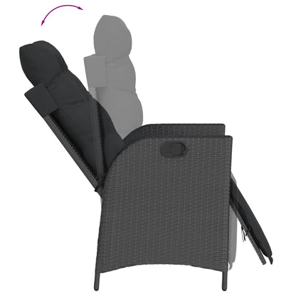 Set da Pranzo da Giardino 9 pz con Cuscini Nero in Polyrattan - homemem39