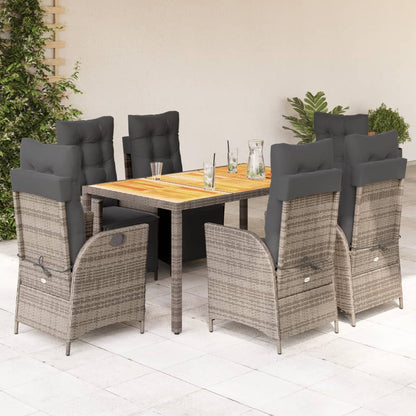 Set da Pranzo da Giardino 7 pz con Cuscini in Polyrattan Grigio - homemem39