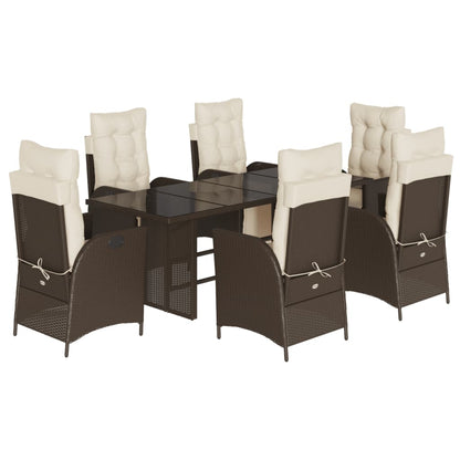 Set da Pranzo da Giardino 7pz con Cuscini in Polyrattan Marrone - homemem39