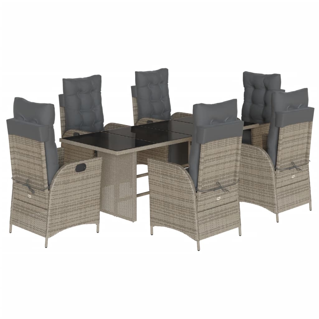 Set da Pranzo da Giardino 7 pz con Cuscini in Polyrattan Grigio - homemem39