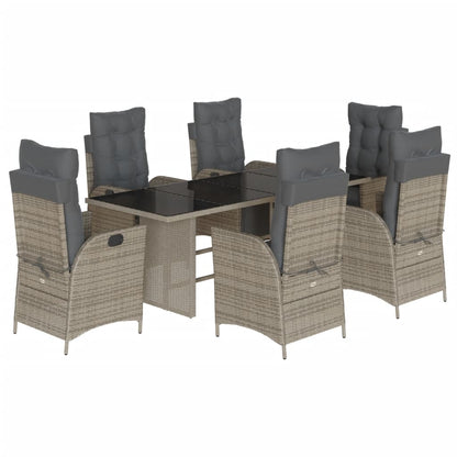 Set da Pranzo da Giardino 7 pz con Cuscini in Polyrattan Grigio - homemem39