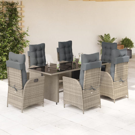 Set da Pranzo da Giardino 7 pz con Cuscini in Polyrattan Grigio - homemem39