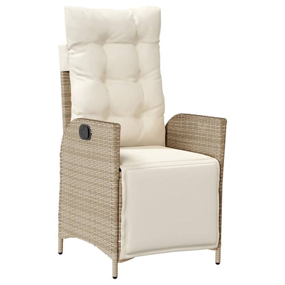 Set da Pranzo da Giardino 9 pz con Cuscini Beige in Polyrattan | homemem39