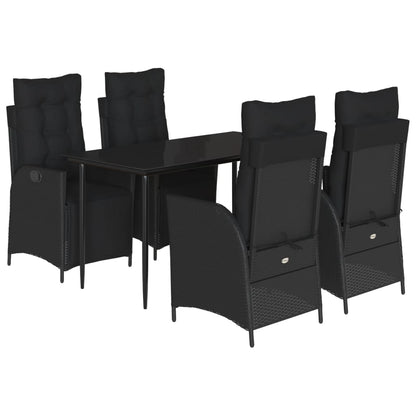 Set da Pranzo da Giardino 5 pz Nero con Cuscini in Polyrattan - homemem39