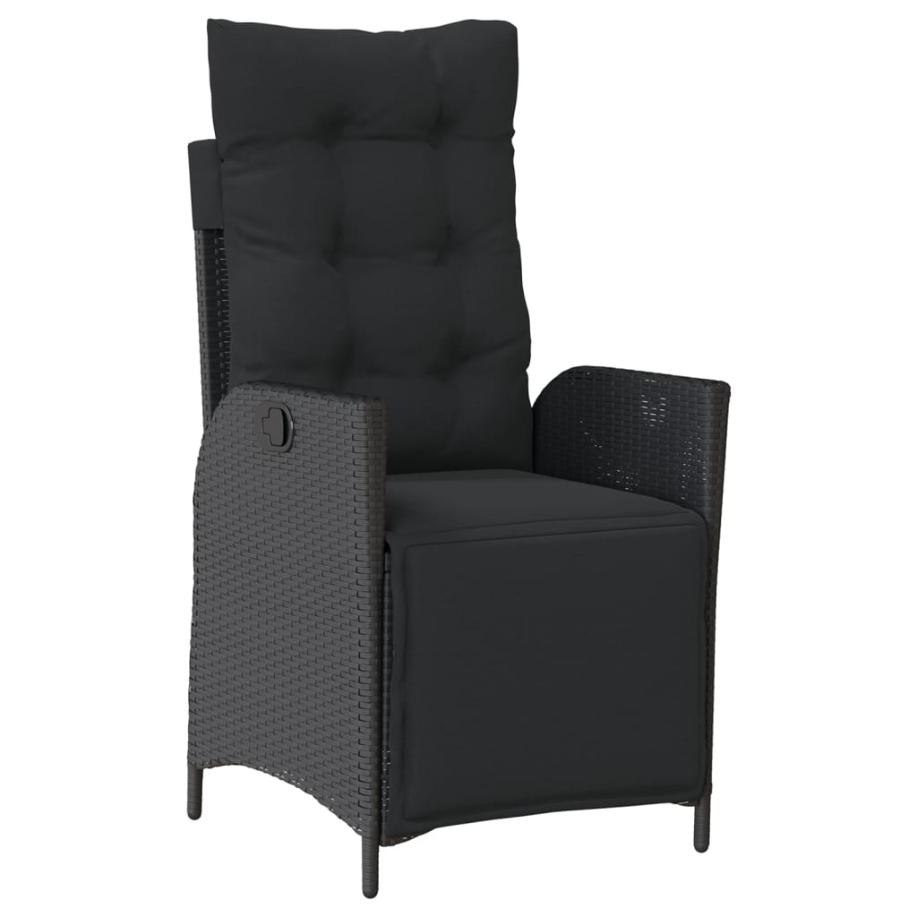 Set da Pranzo da Giardino 5 pz Nero con Cuscini in Polyrattan | homemem39